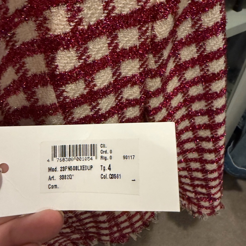 Oscar de la Renta Dark Pink and Cream Checkered Blazer - Picture 4 of 11